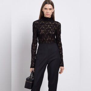 Rohe Size 42 • Black Lace Long Sleeve Sheer Stretch Jumper Shirt.